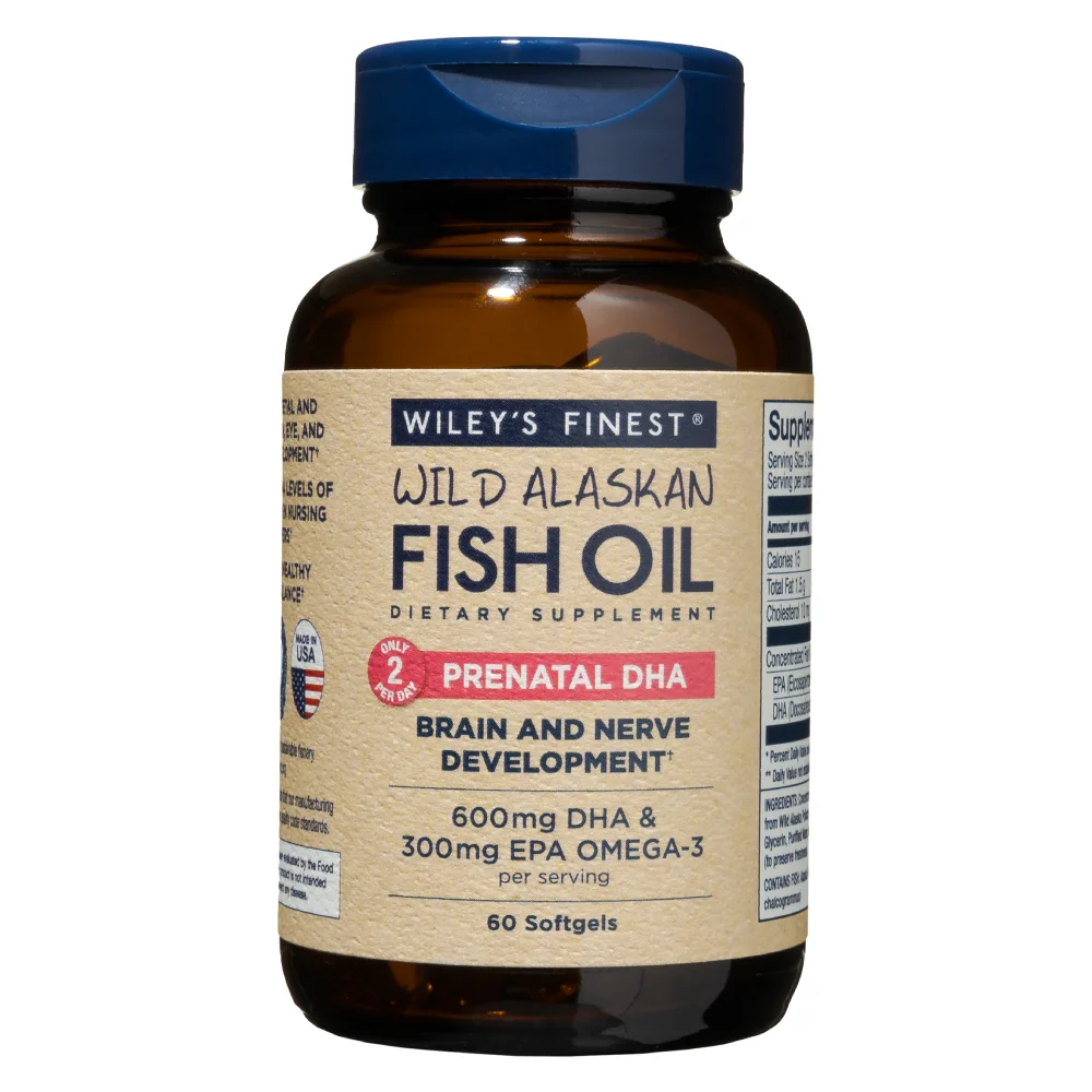 Prenatal DHA Wiley's Finest Wild Alaskan Fish Oil, kapsule (60 kapsul)